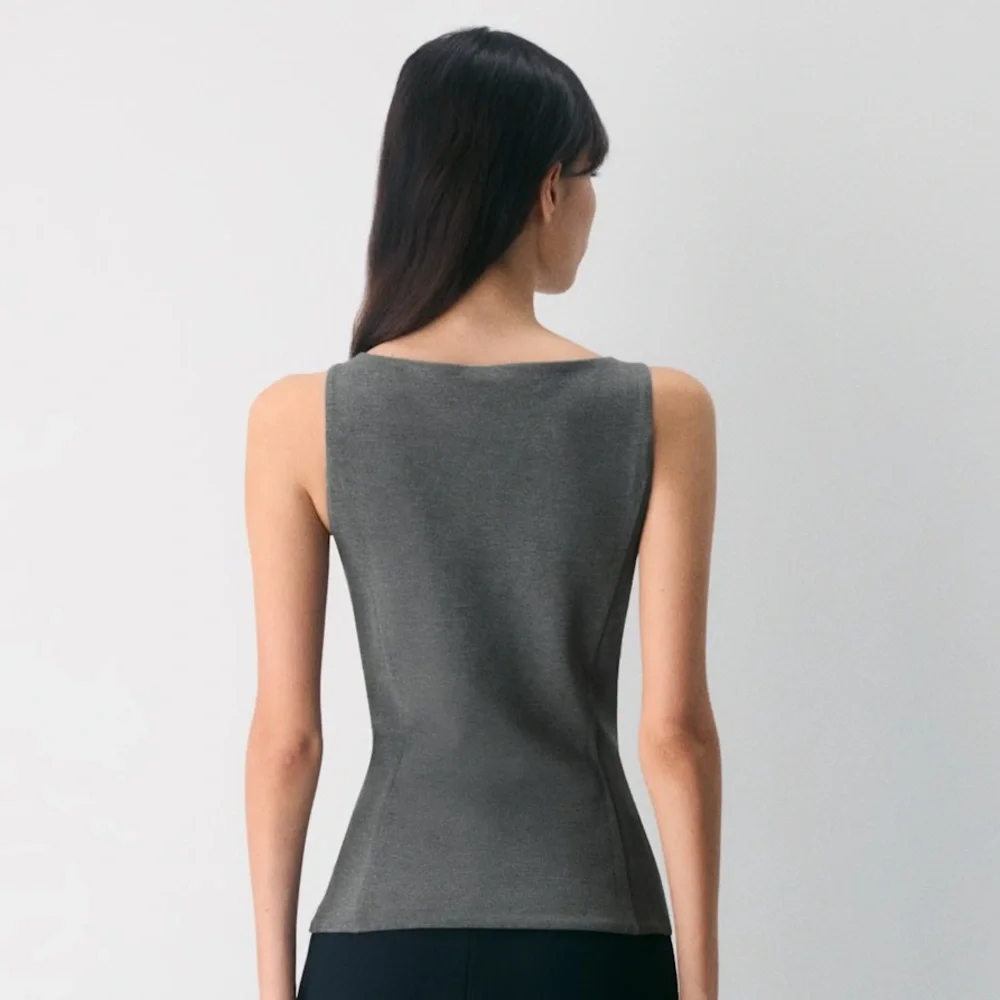 NWT Aritzia Heather Charcoal Risette Vest Size 4 - Picture 2 of 2